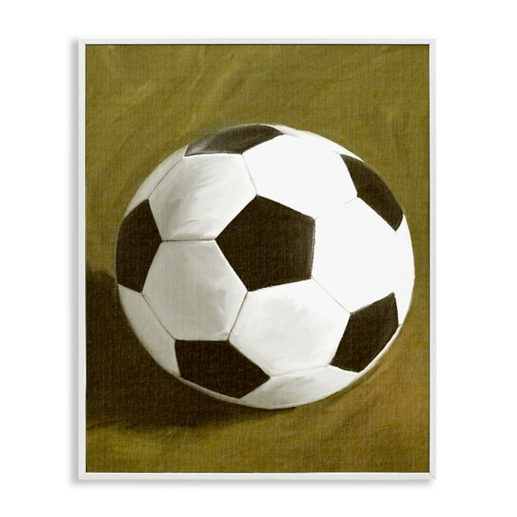 Stupell Industries Traditional Soccer Ball Sports Painting White Framed Art Print Wall Art, 16 x 20