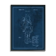 Stupell Industries Traditional Space Suit Patent Outer Space Inventors Blueprint Novelty Painting Black Framed Art Print Wall Art, 11 x 14, Design by Daphne Polselli