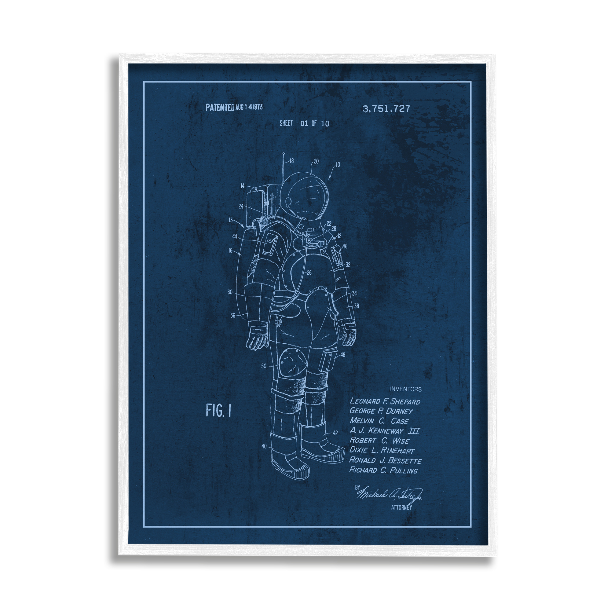 Stupell Industries Traditional Space Suit Patent Outer Space Inventors Blueprint, 11 x 14, Designed by Daphne Polselli