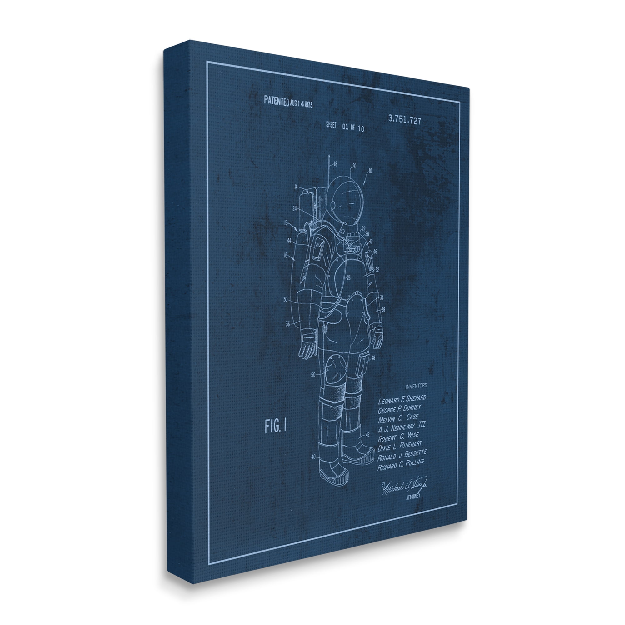 Stupell Industries Traditional Space Suit Patent Outer Space Inventors Blueprint, 24 x 30, Designed by Daphne Polselli