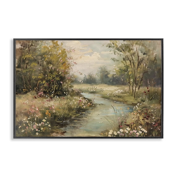 Stupell Industries Traditional Spring Stream Landscape Black Framed Giclee Art, 18 x 12, by LSR Design Studio