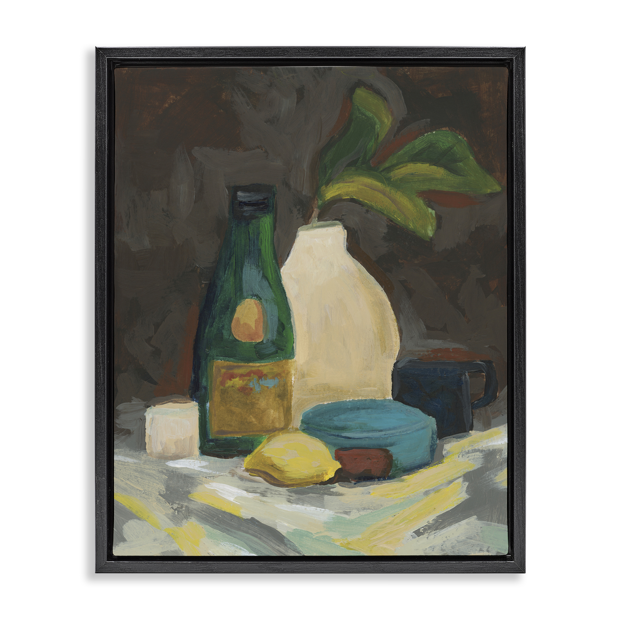 Stupell Industries Traditional Still Life Depiction Plants & Flowers Painting Black Floater Framed Canvas Art Print Wall Art, 25 x 31
