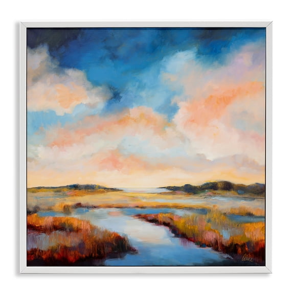 Stupell Industries Traditional Sun Bleached Stream White Framed Giclee Art, 12 x 12, by Odile
