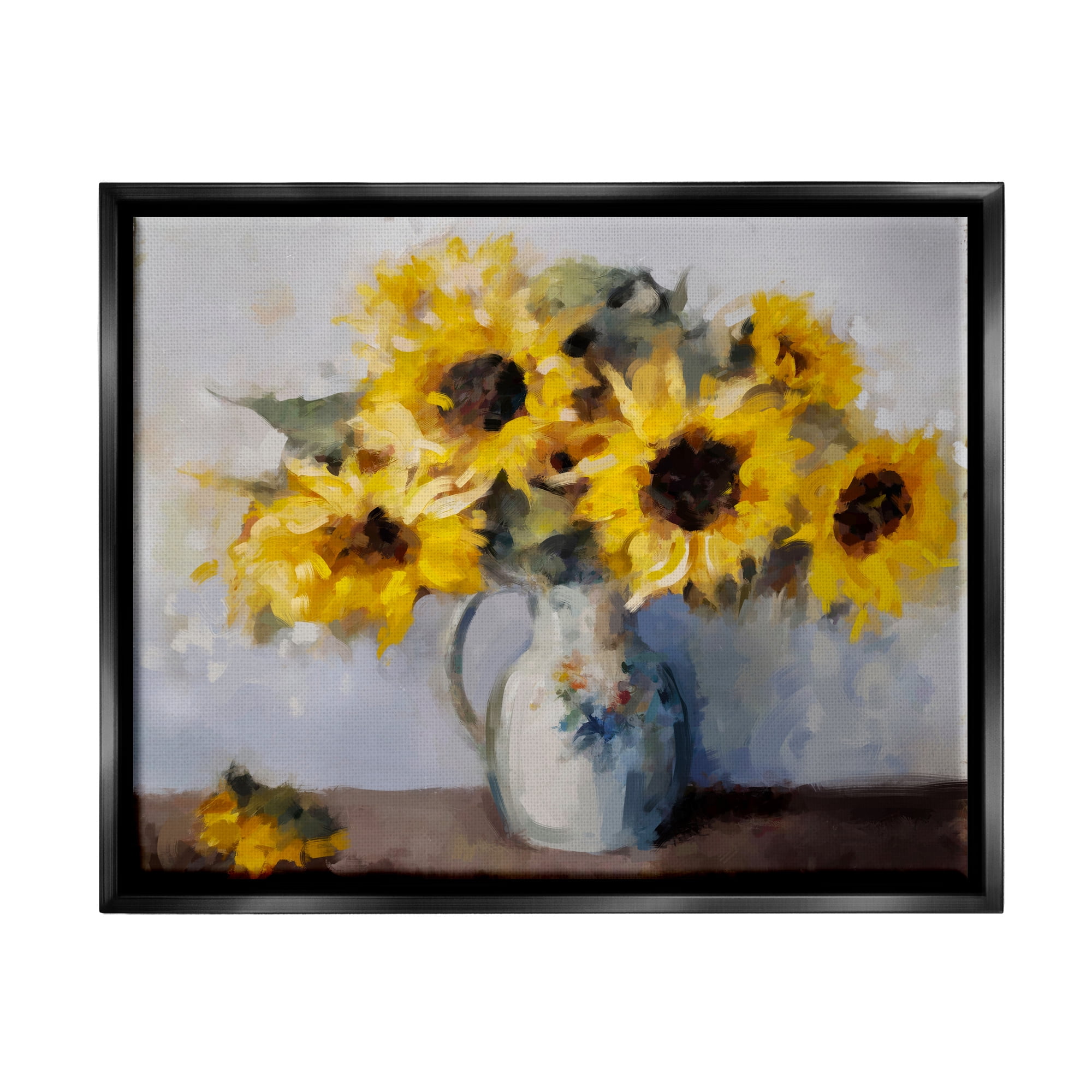 Stupell Industries Traditional Sunflower Bouquet Botanical & Floral Painting Black Floater Framed Canvas Art Print Wall Art, 31 x 25