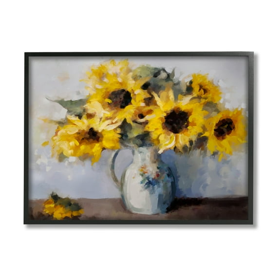 Stupell Industries Traditional Sunflower Bouquet Botanical & Floral Painting Black Framed Art Print Wall Art, 30 x 24