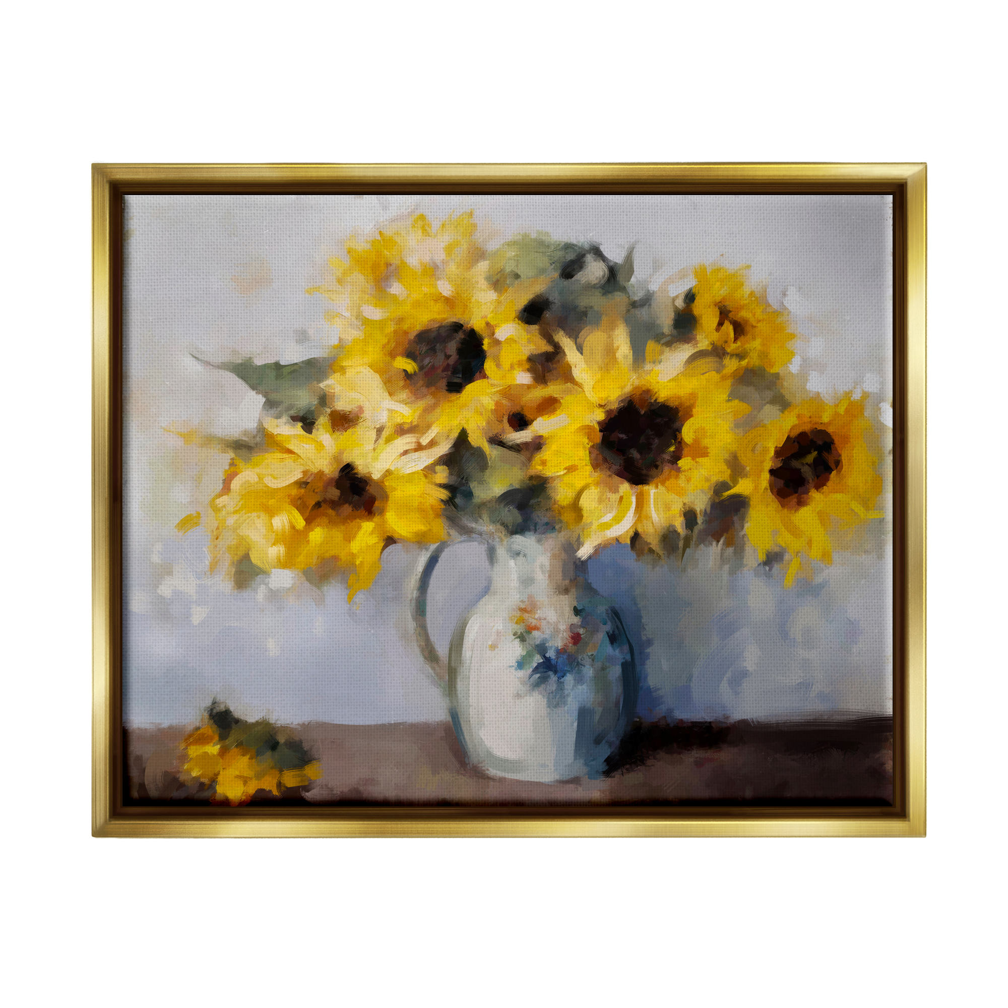 Stupell Industries Traditional Sunflower Bouquet Botanical & Floral Painting Gold Floater Framed Canvas Art Print Wall Art, 31 x 25