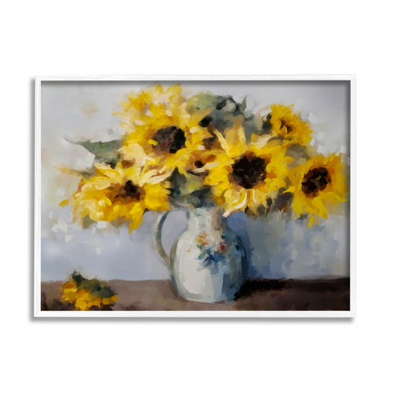 Stupell Industries Traditional Sunflower Bouquet Botanical & Floral Painting White Framed Art Print Wall Art, 14 x 11