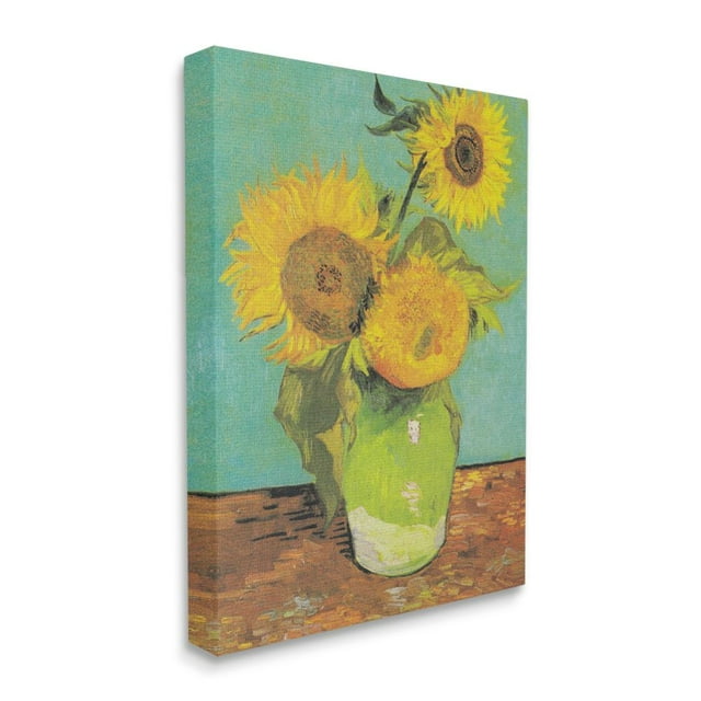 Stupell Industries Traditional Sunflower Painting over Turquoise Van Gogh Canvas Wall Art by Vincent Van Gogh