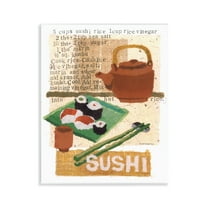 Stupell Industries Traditional Sushi Recipe Food & Beverage Painting Unframed Art Print Wall Art, 11 x 14