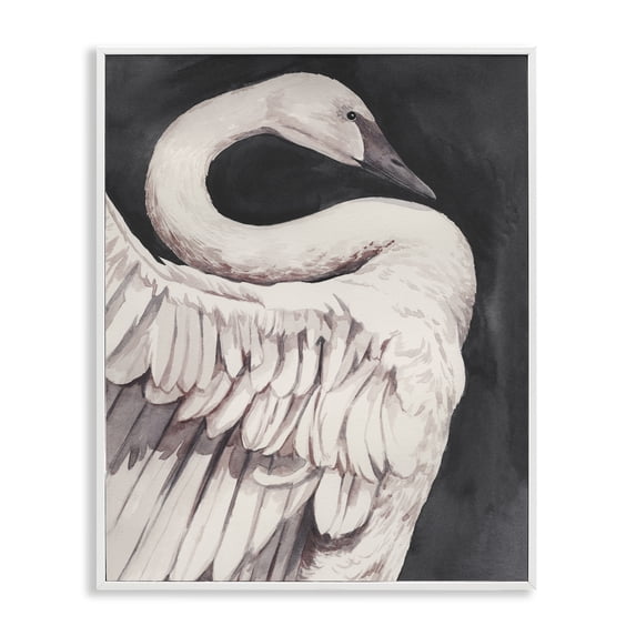 Stupell Industries Traditional Swan Portrait on Grey White Framed Giclee Art, 24 x 30, by Grace Popp