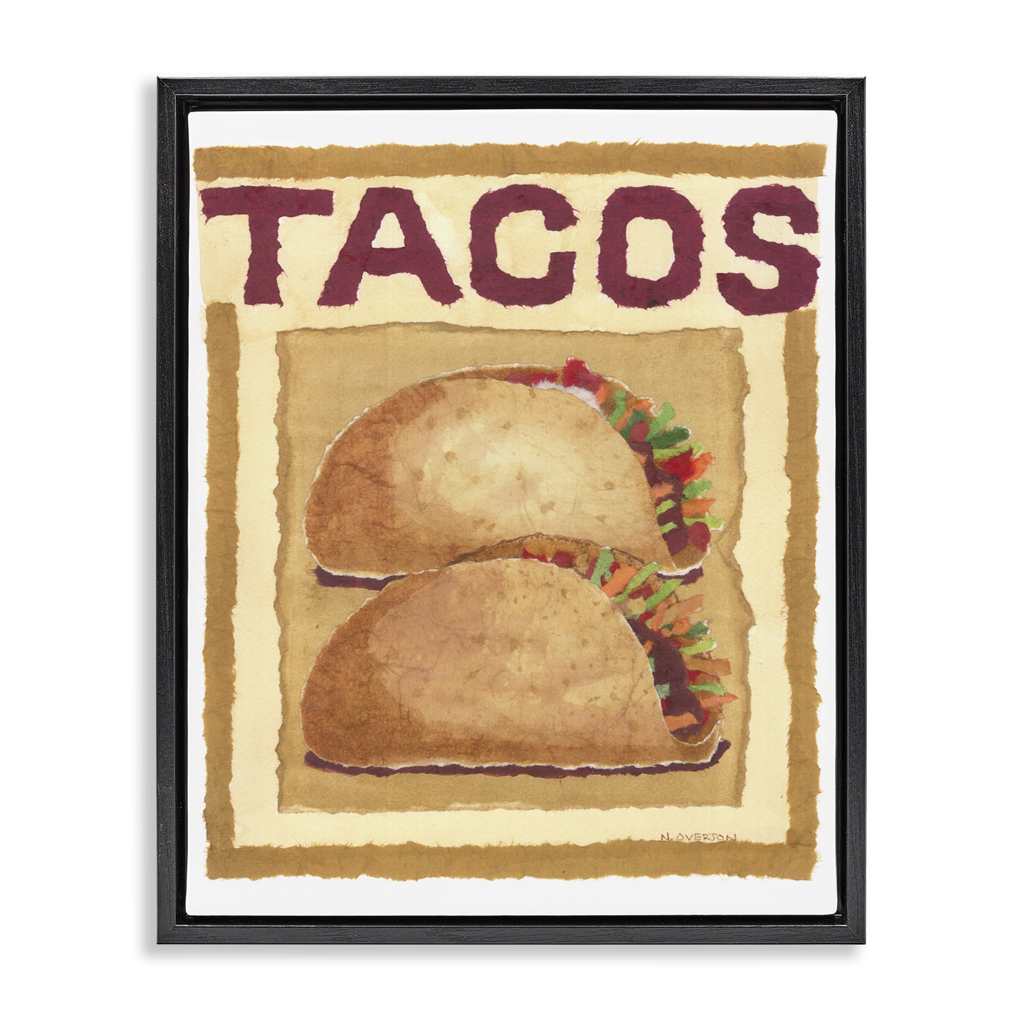 Stupell Industries Traditional Tacos Duo Food & Beverage Painting Black Floater Framed Art Print Wall Art, 17 x 21