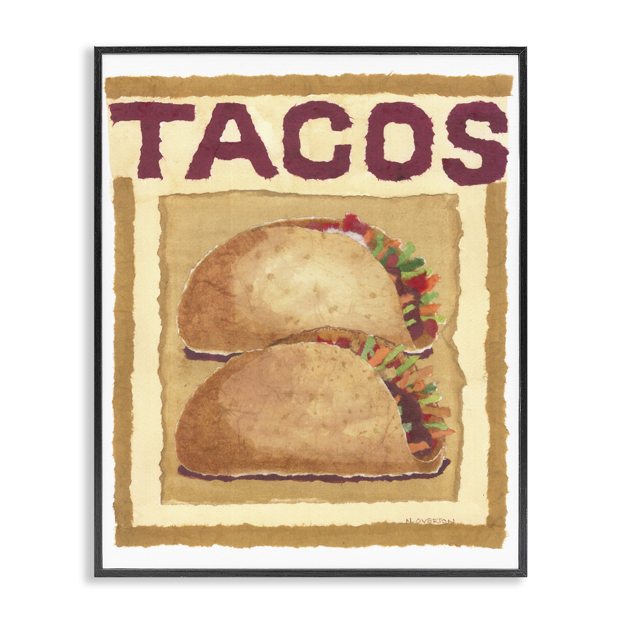 Stupell Industries Traditional Tacos Duo Food & Beverage Painting Black Framed Art Print Wall Art, 16 x 20