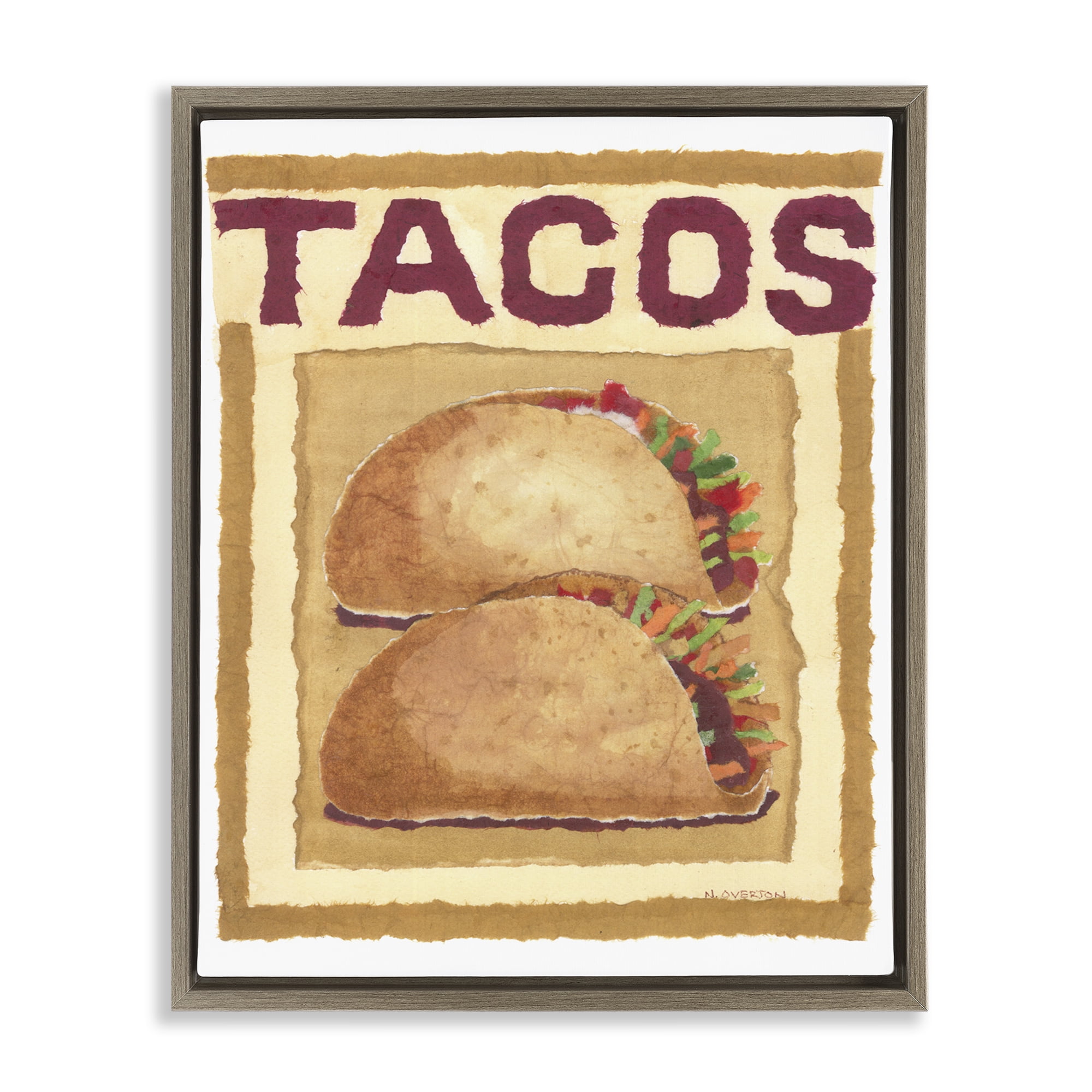 Stupell Industries Traditional Tacos Duo Food & Beverage Painting Brown Floater Framed Art Print Wall Art, 25 x 31