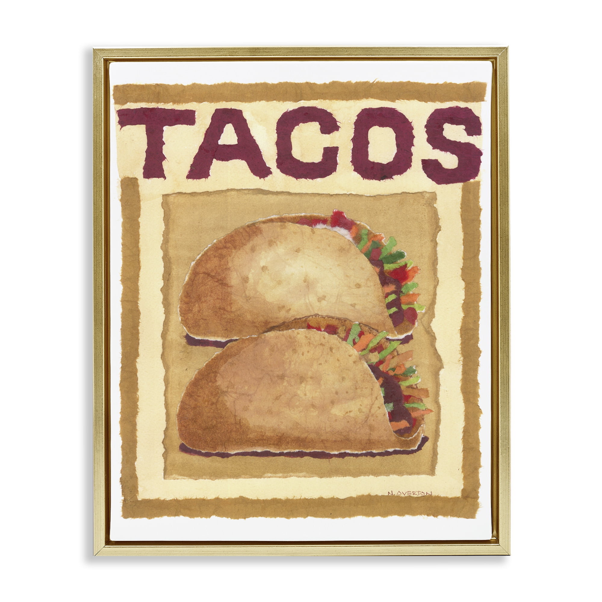 Stupell Industries Traditional Tacos Duo Food & Beverage Painting Gold Floater Framed Art Print Wall Art, 17 x 21