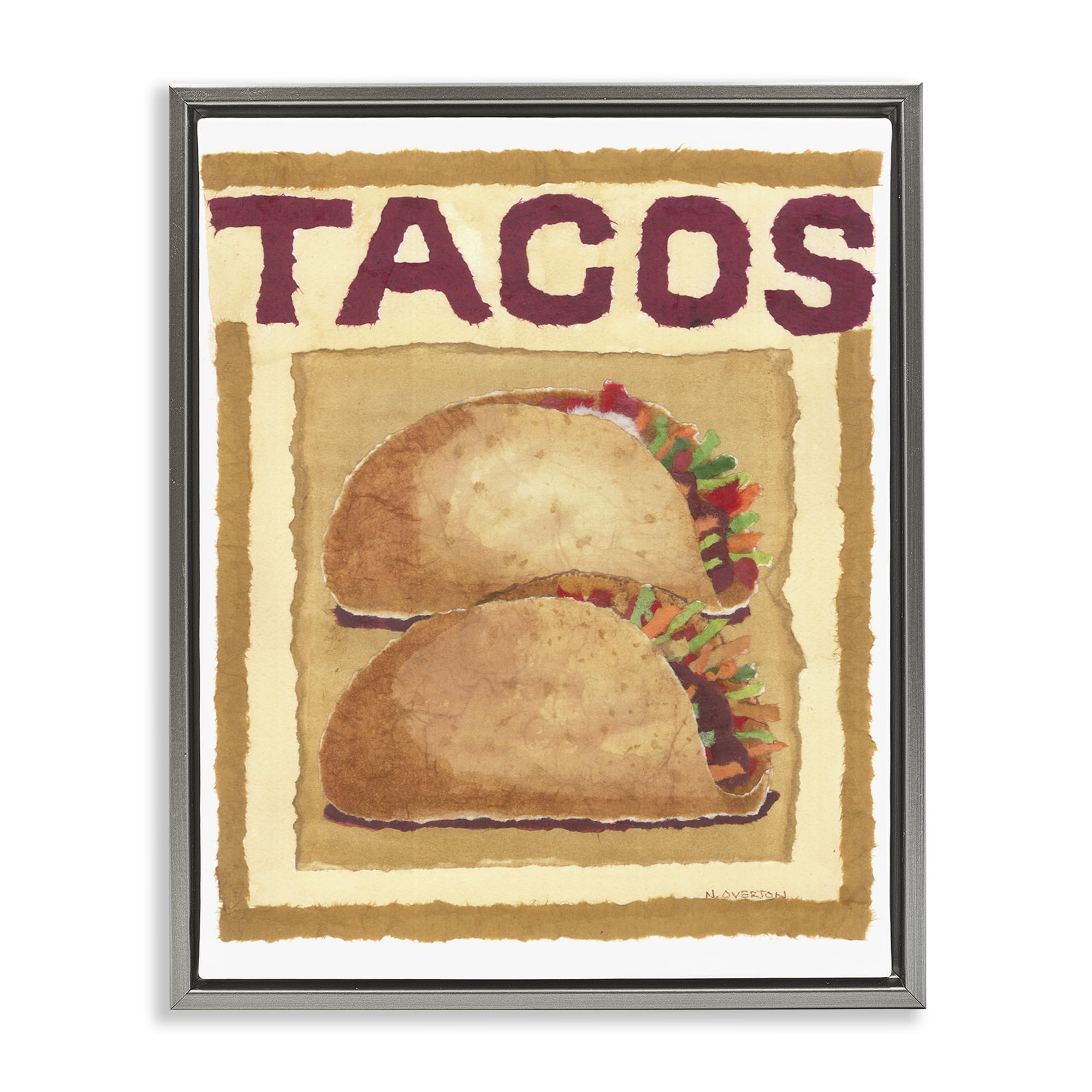 Stupell Industries Traditional Tacos Duo Food & Beverage Painting Gray Floater Framed Art Print Wall Art, 25 x 31