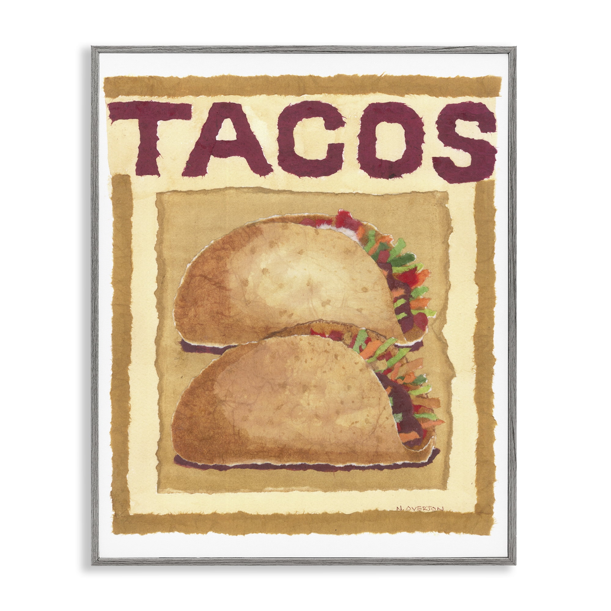Stupell Industries Traditional Tacos Duo Food & Beverage Painting Gray Framed Art Print Wall Art, 16 x 20