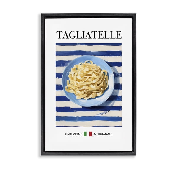Stupell Industries Traditional Tagliatelle Pasta Food & Beverage Painting Black Floater Framed Canvas Art Print Wall Art, 21 x 31