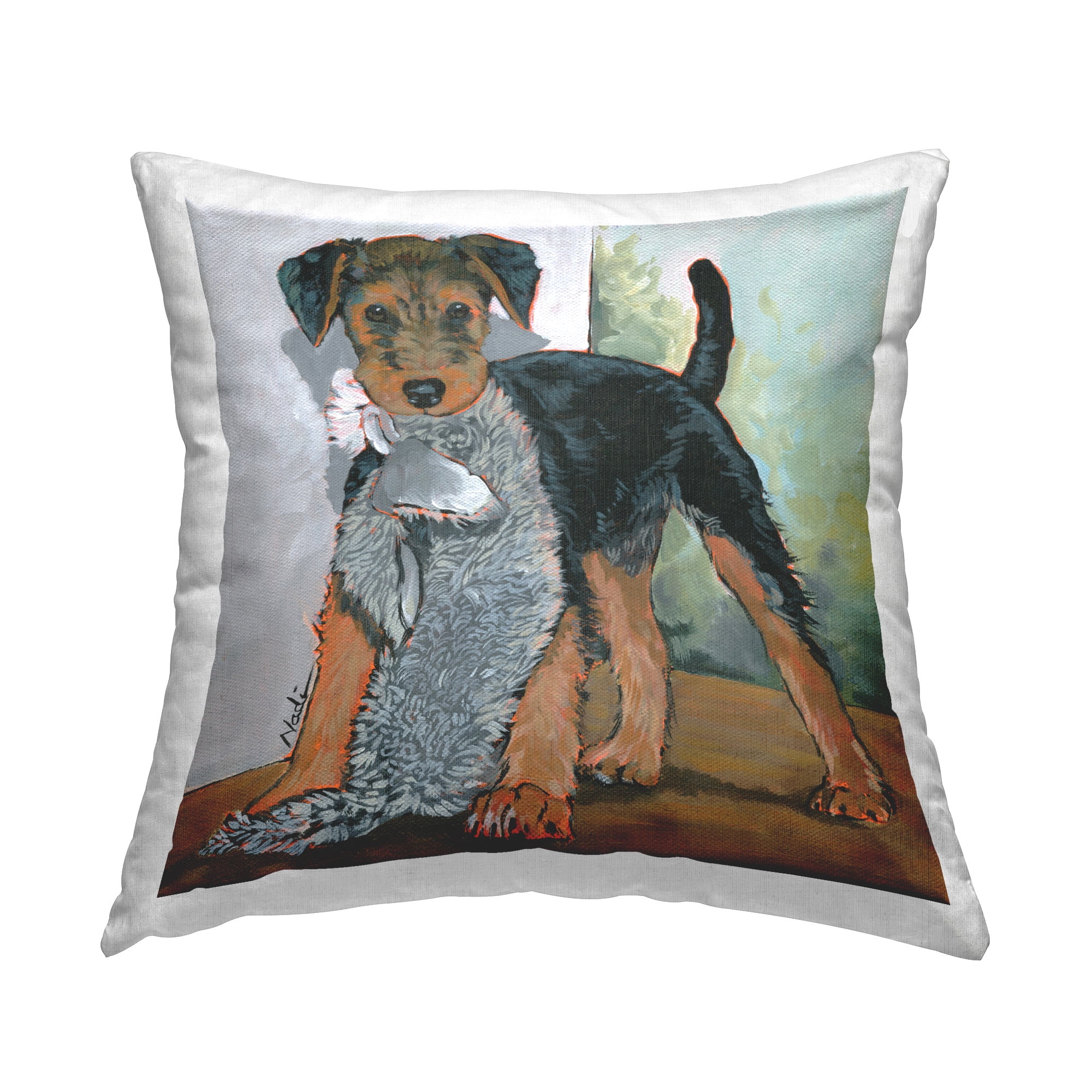 Stupell Industries Traditional Terrier & Toy Decorative Printed Throw Pillow Design by © Nadi Spencer