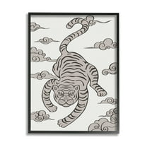Stupell Industries Traditional Tiger Stripes Cloud Pattern Jungle Animal Graphic Art Black Framed Art Print Wall Art, Design by Ziwei Li