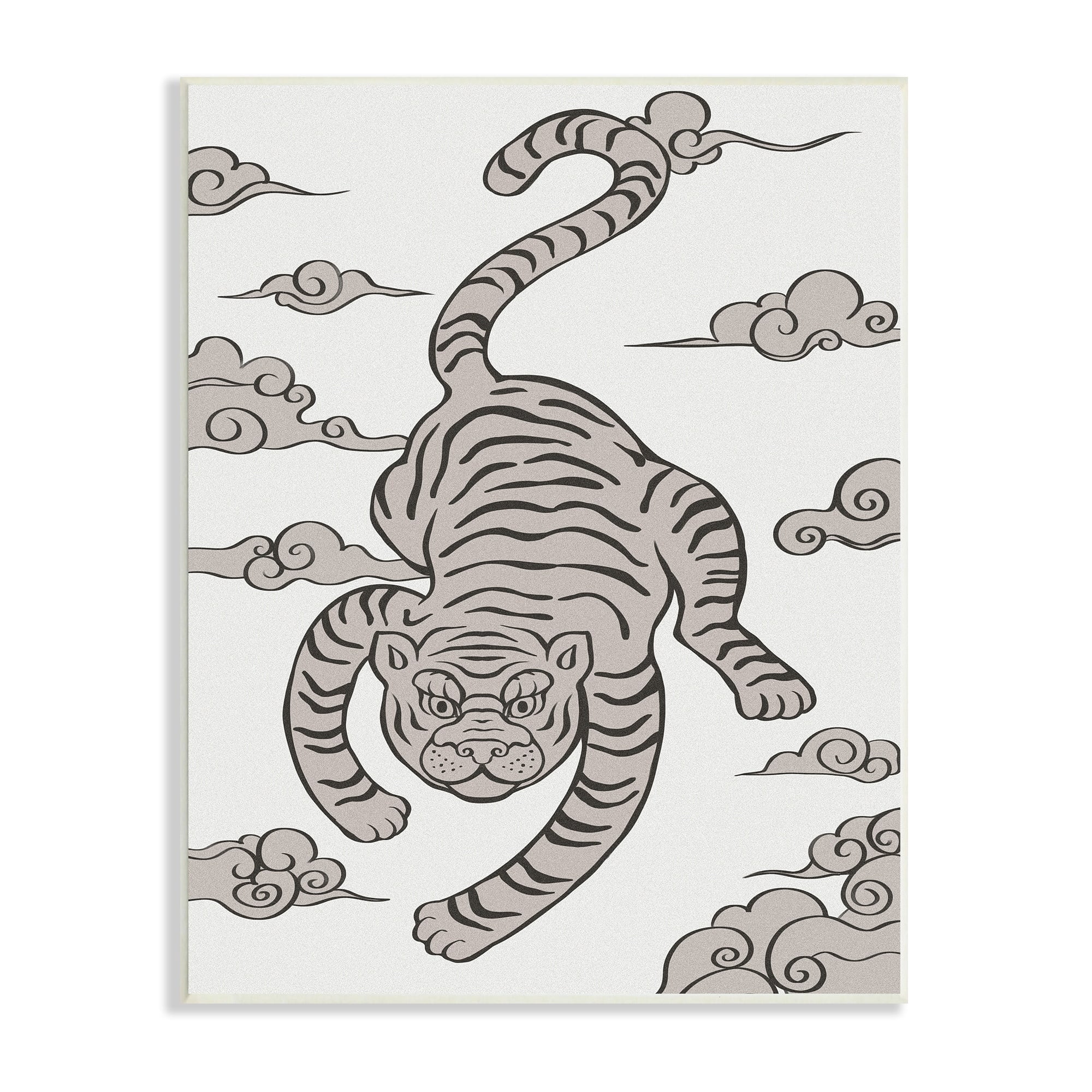 Stupell Industries Traditional Tiger Stripes Cloud Pattern Jungle Animal Graphic Art Unframed Art Print Wall Art, Design by Ziwei Li