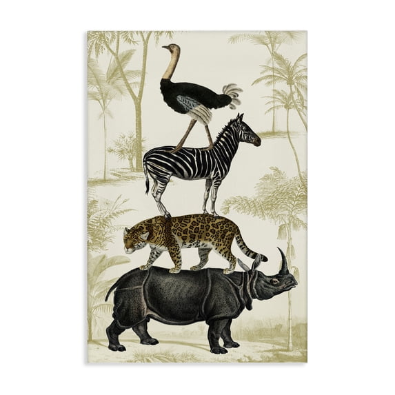 Stupell Industries Traditional Tower of Safari Animals Canvas Art, 24 x 36, by Victoria Barnes