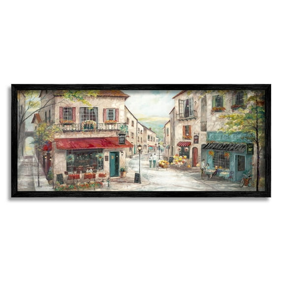 Stupell Industries Traditional Town Square Landscape Vintage Bistro Architecture, 24 x 10, Design by Ruane Manning
