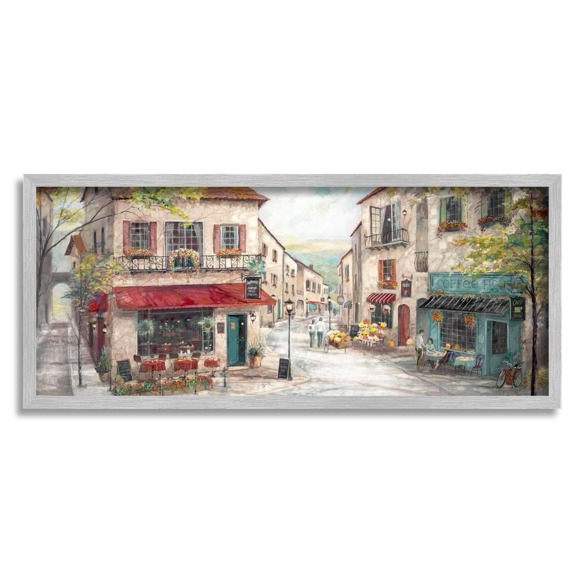 Stupell Industries Traditional Town Square Landscape Vintage Bistro Architecture, 30 x 13, Design by Ruane Manning