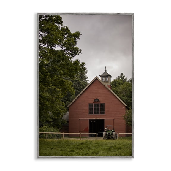 Stupell Industries Traditional Tractor & Farmhouse Architecture Photography Gray Framed Art Print Wall Art, 12 x 18