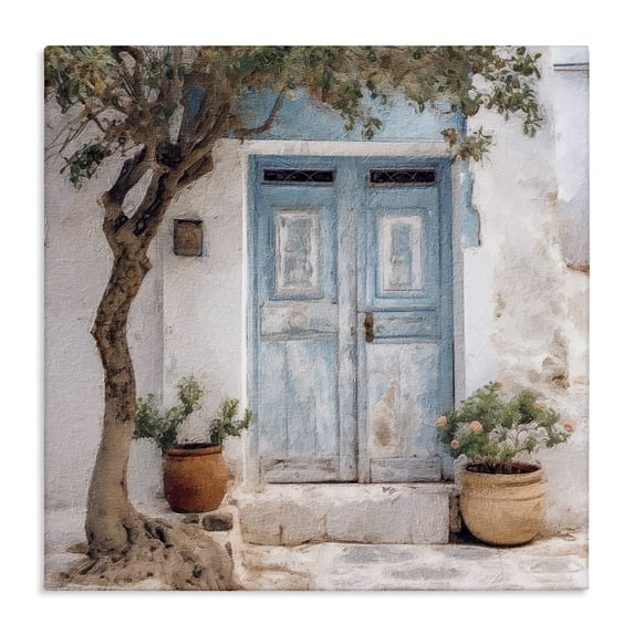 Stupell Industries Traditional Tree & Blue Doorway Canvas Art, 24 x 24, by Riley B