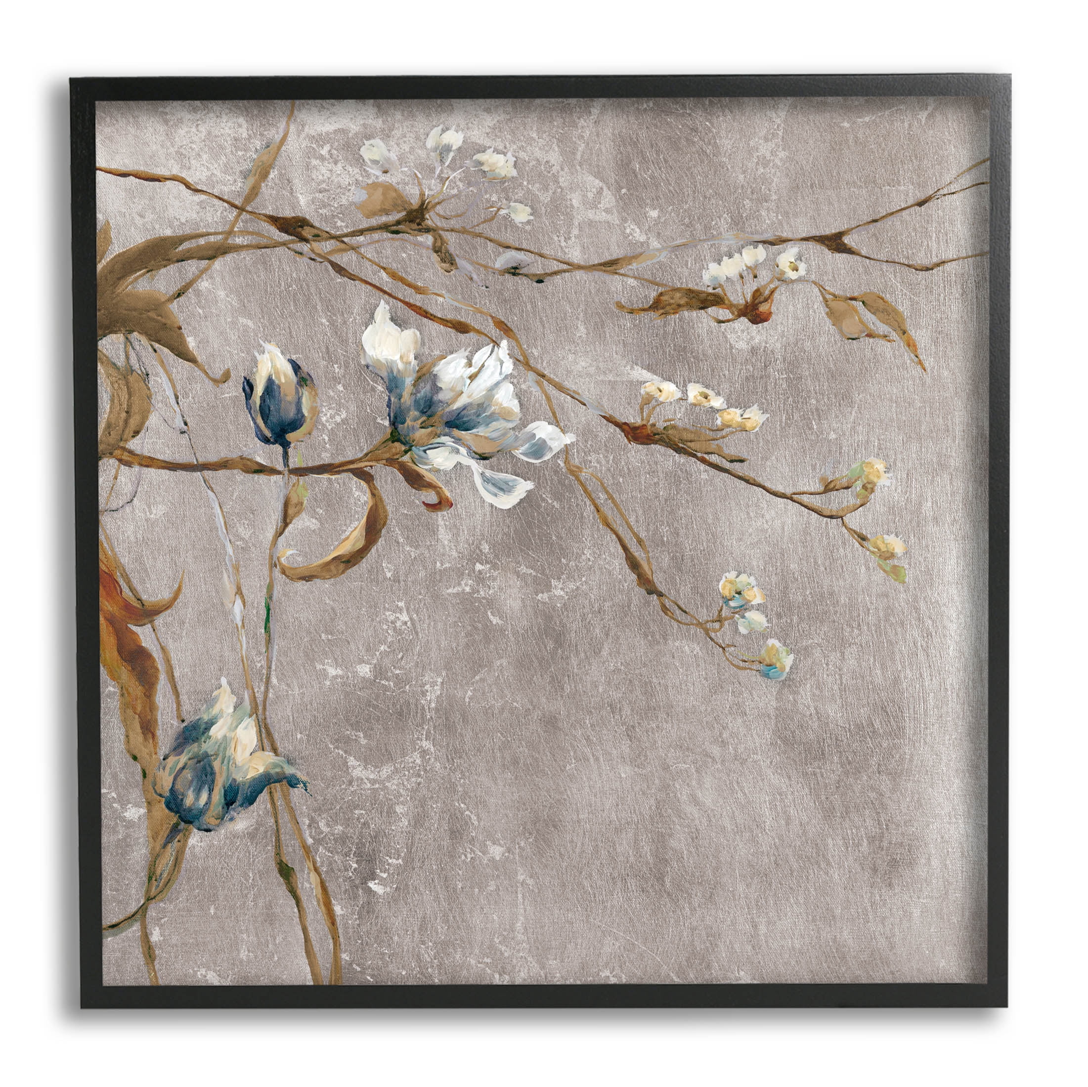 Stupell Industries Traditional Tree Flower Buds Graphic Art Black Framed Art Print Wall Art, Design by Liz Jardine