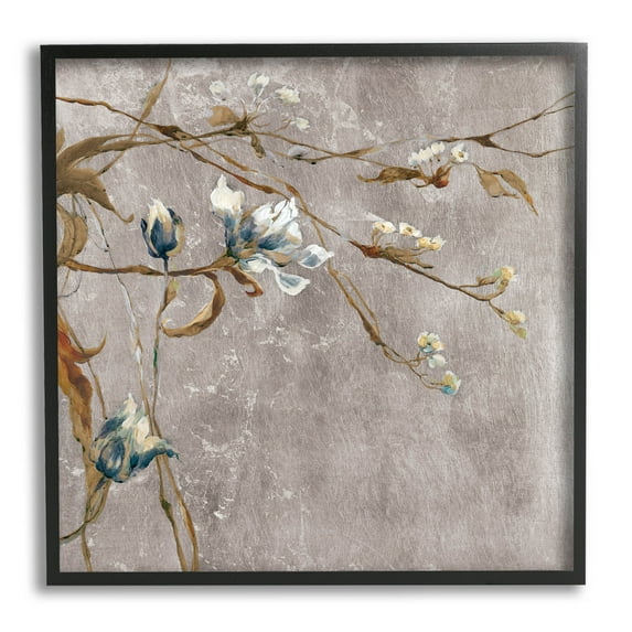 Stupell Industries Traditional Tree Flower Buds Graphic Art Black Framed Art Print Wall Art, Design by Liz Jardine