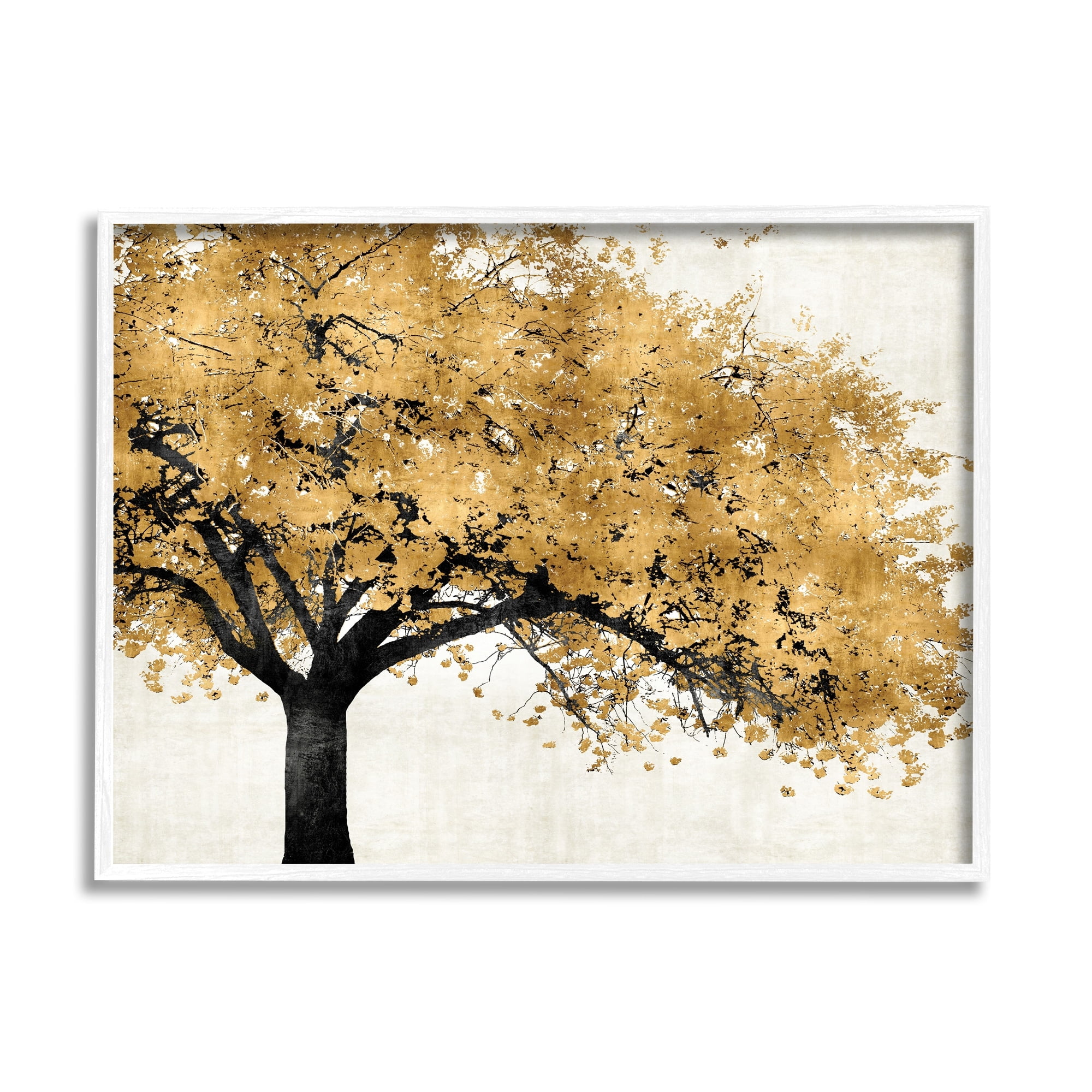 Stupell Industries Traditional Tree with Autumn Leaves over Neutral Graphic Art Framed Art Print Wall Art, 20x16, By Kate Bennet