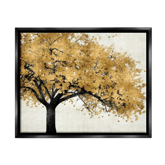 Stupell Industries Traditional Tree with Autumn Leaves over Neutral Jet Black Framed Floating Canvas Wall Art, 16x20, by Kate Bennet