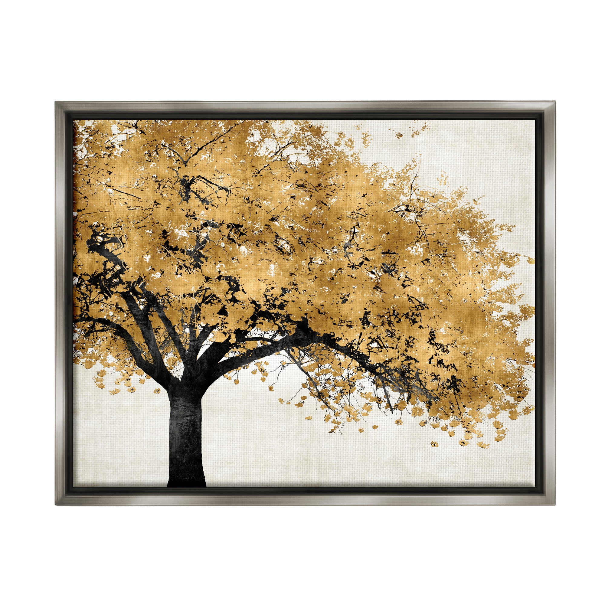 Stupell Industries Traditional Tree with Autumn Leaves over Neutral Luster Gray Framed Floating Canvas Wall Art, 24x30, by Kate Bennet