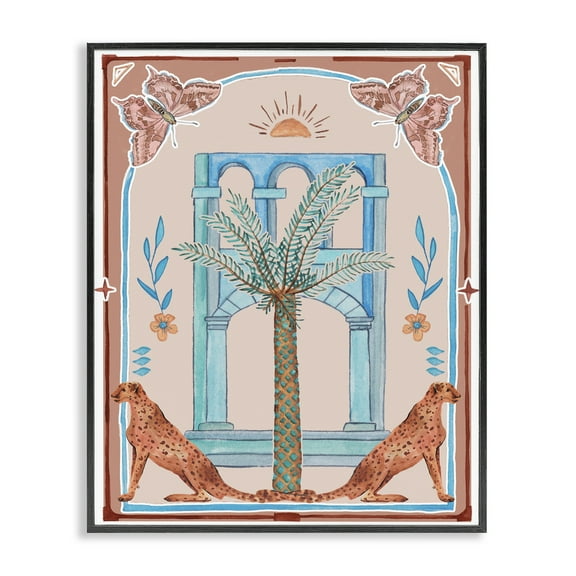 Stupell Industries Traditional Tropics Architecture Animals & Insects Painting Black Framed Art Print Wall Art, 11 x 14