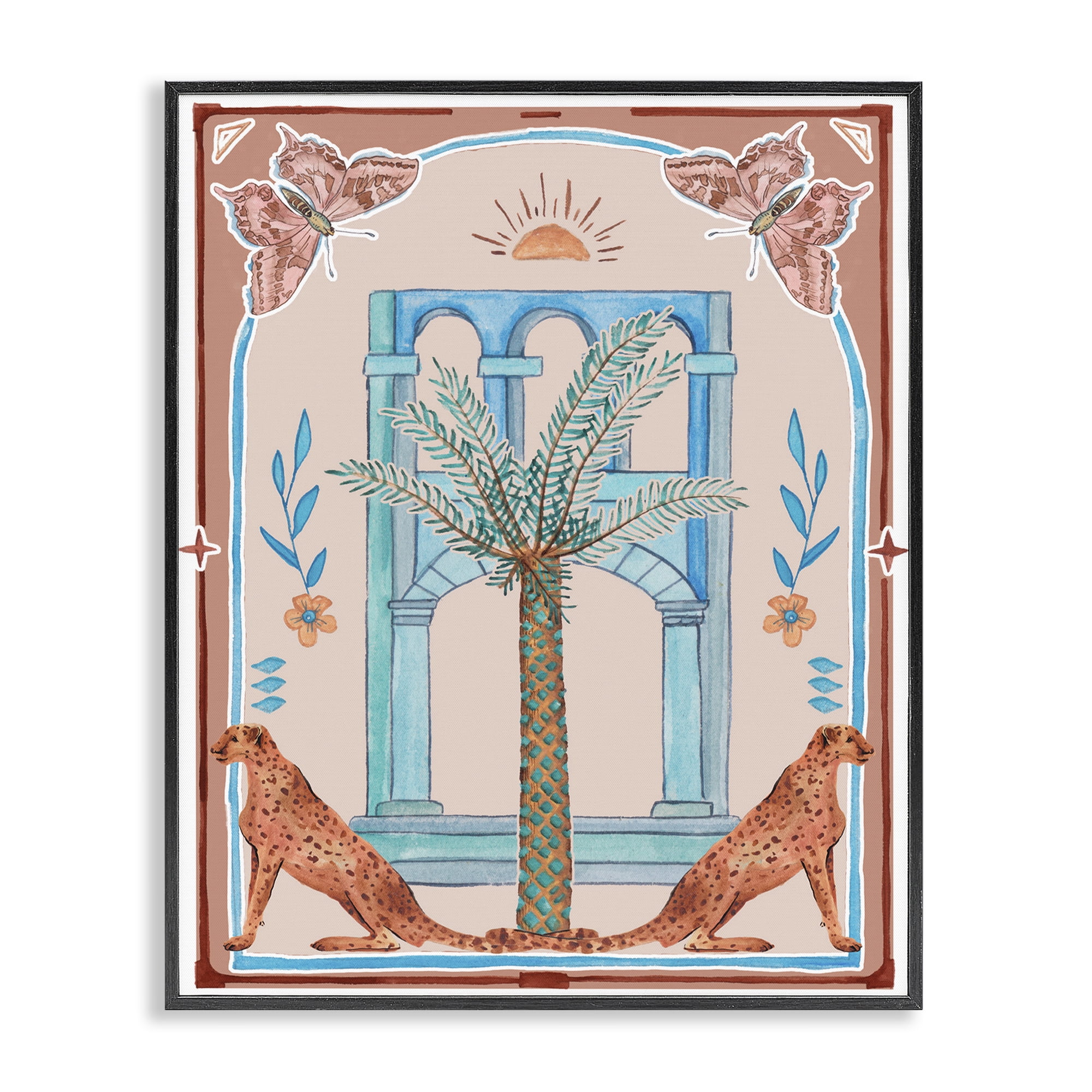 Stupell Industries Traditional Tropics Architecture Animals & Insects Painting Black Framed Art Print Wall Art, 24 x 30