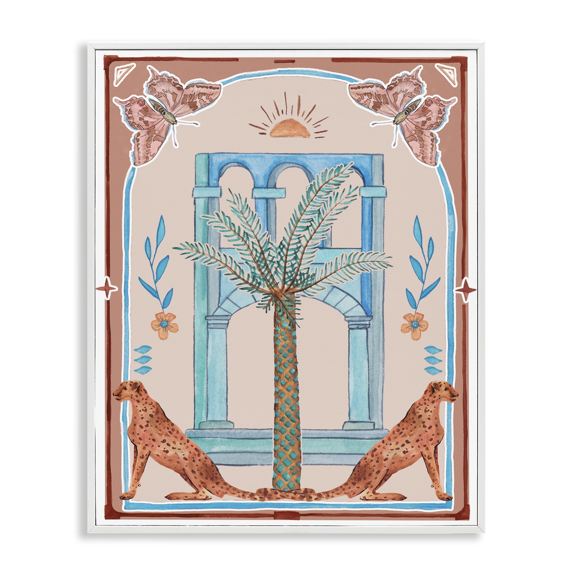 Stupell Industries Traditional Tropics Architecture Animals & Insects Painting White Framed Art Print Wall Art, 11 x 14