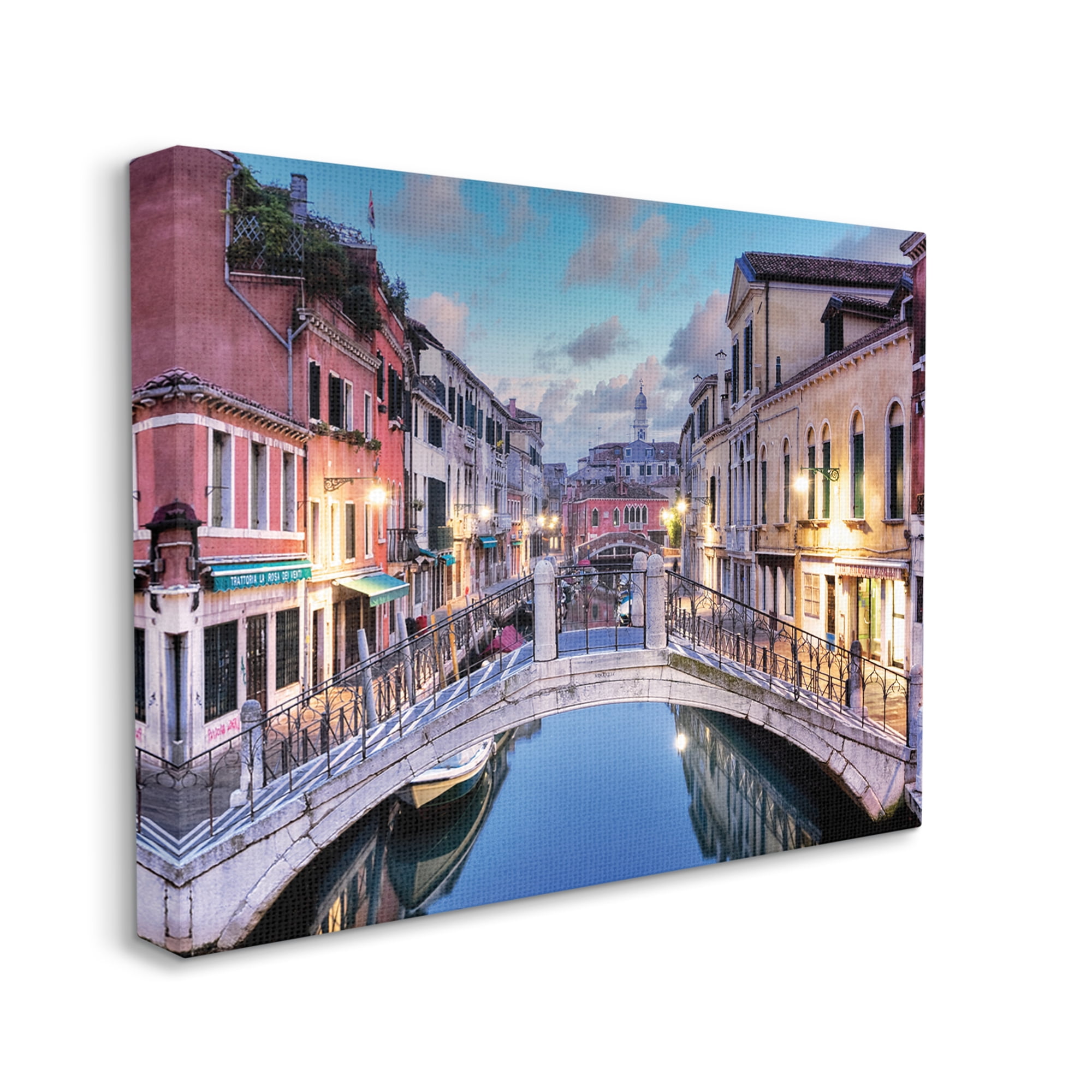 Stupell Industries Traditional Venice Cityscape Canal Bridge Architecture Abstract Photography Gallery Wrapped Canvas Art Print Wall Art, 30 x 40