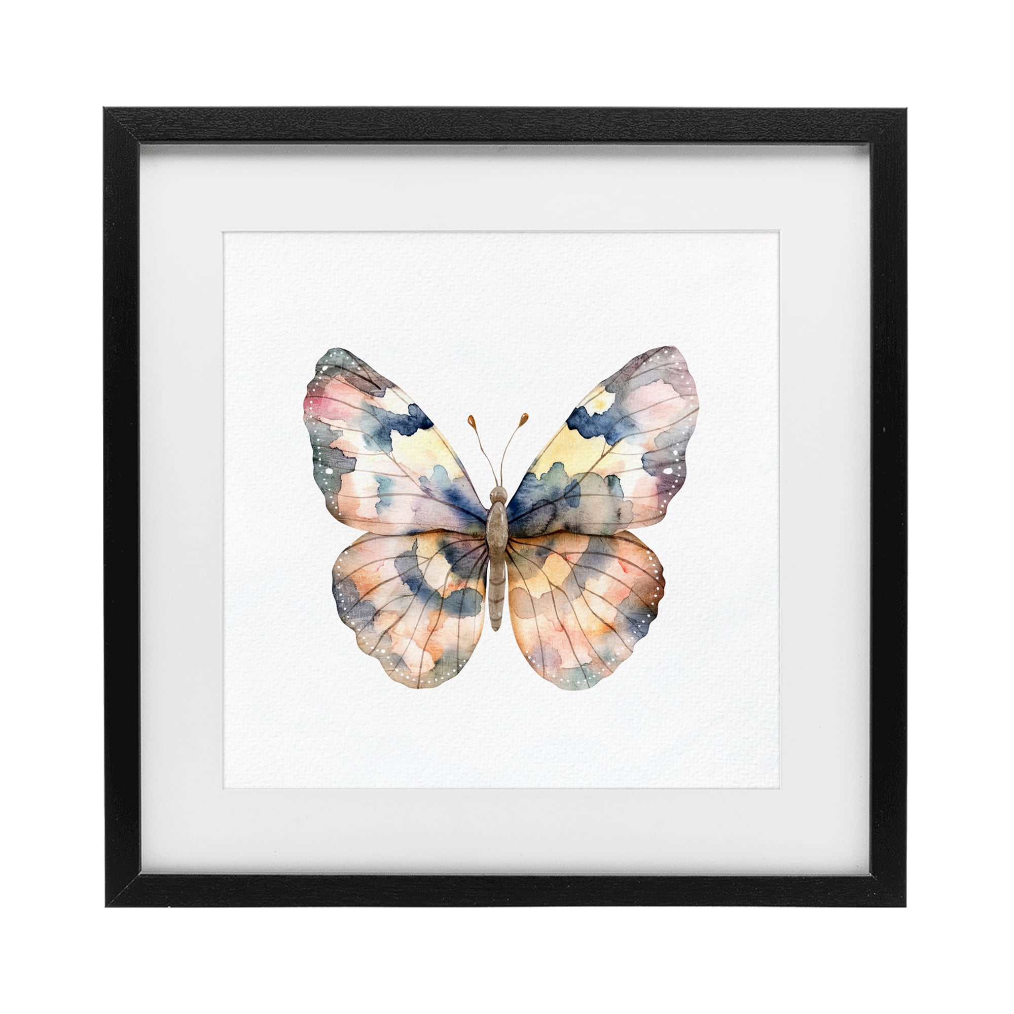 Stupell Industries Traditional Watercolor Butterfly Black Framed Print Under Glass, design by Kim Allen