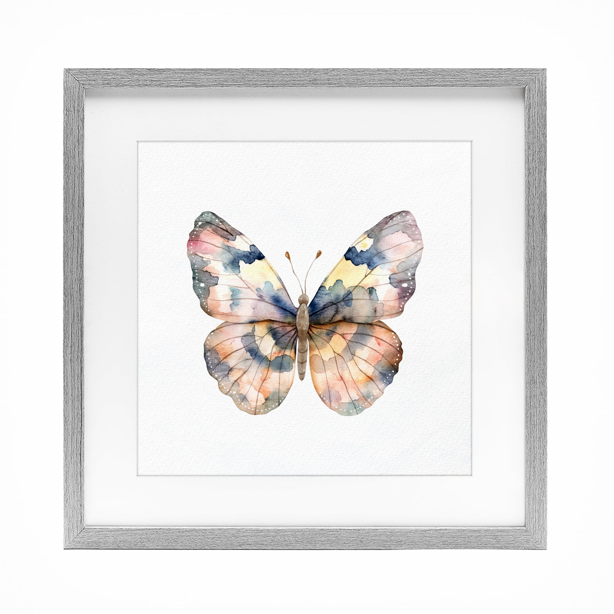 Stupell Industries Traditional Watercolor Butterfly Gray Framed Print Under Glass, design by Kim Allen