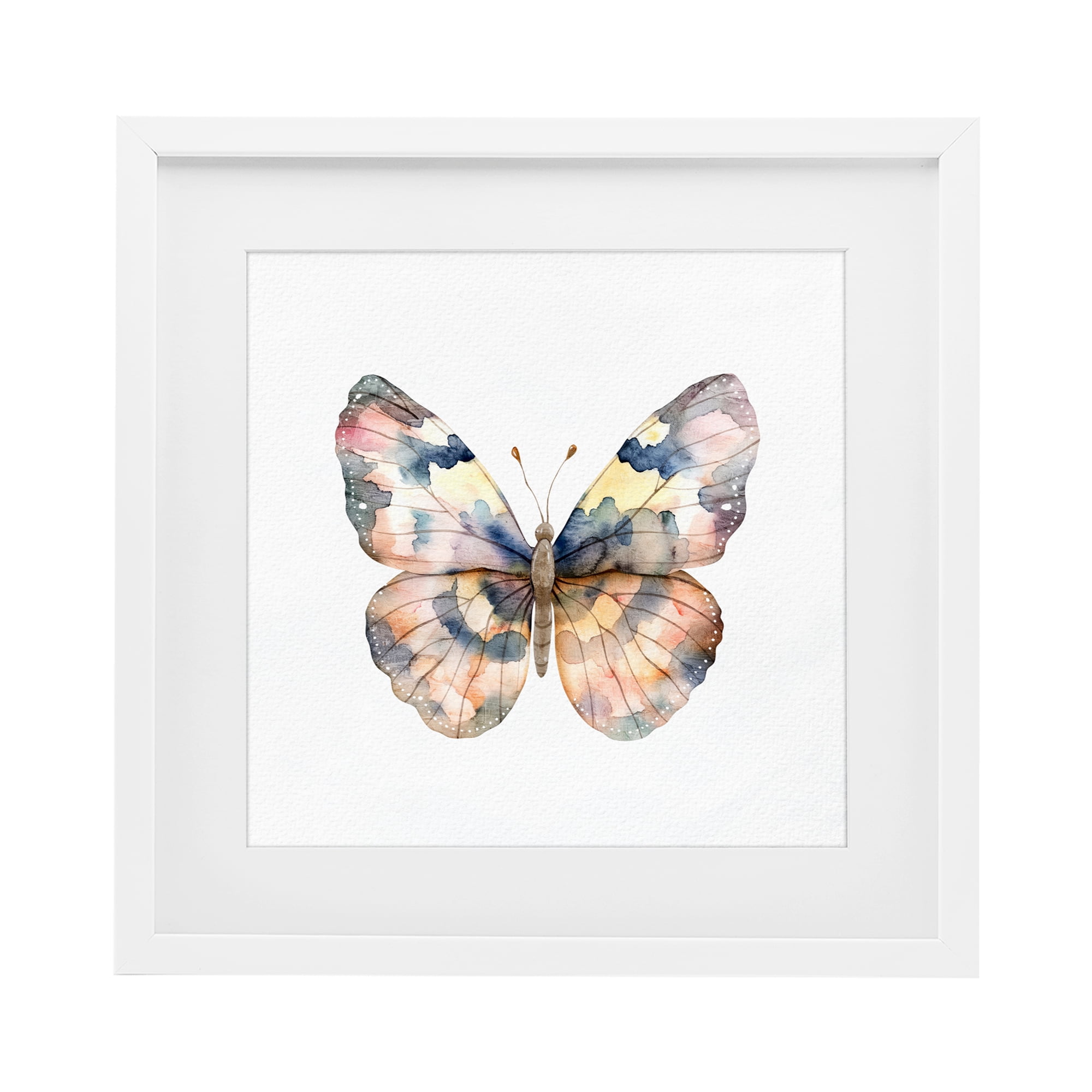 Stupell Industries Traditional Watercolor Butterfly White Framed Print Under Glass, design by Kim Allen
