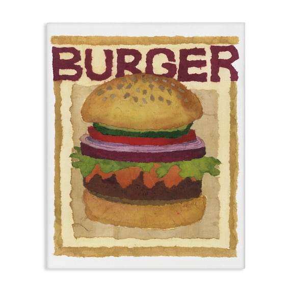 Stupell Industries Traditional Watercolor Style Burger Canvas Art, 16 x 20, by Nancy Overton