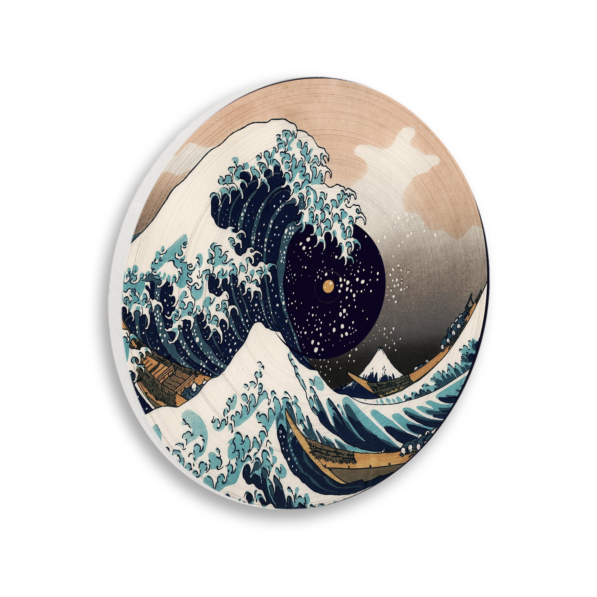 Stupell Industries Traditional Wave Music Record Nautical & Beach Painting Unframed Art Print Wall Art, 12 x 12