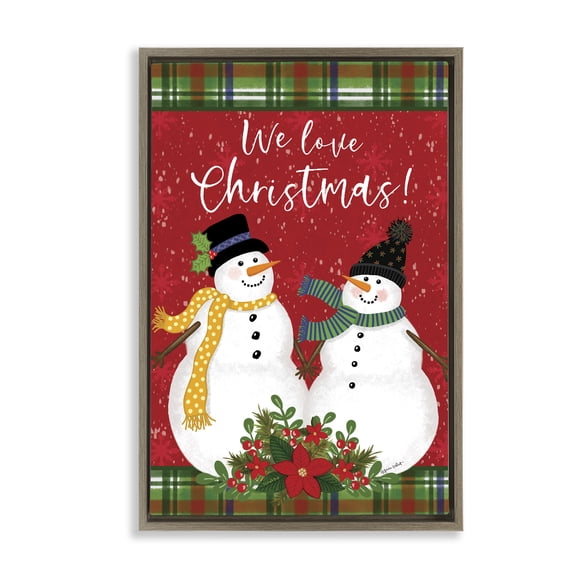 Stupell Industries Traditional We Love Christmas Brown Floating Frame Canvas Art, 21 x 31, by Annie LaPoint