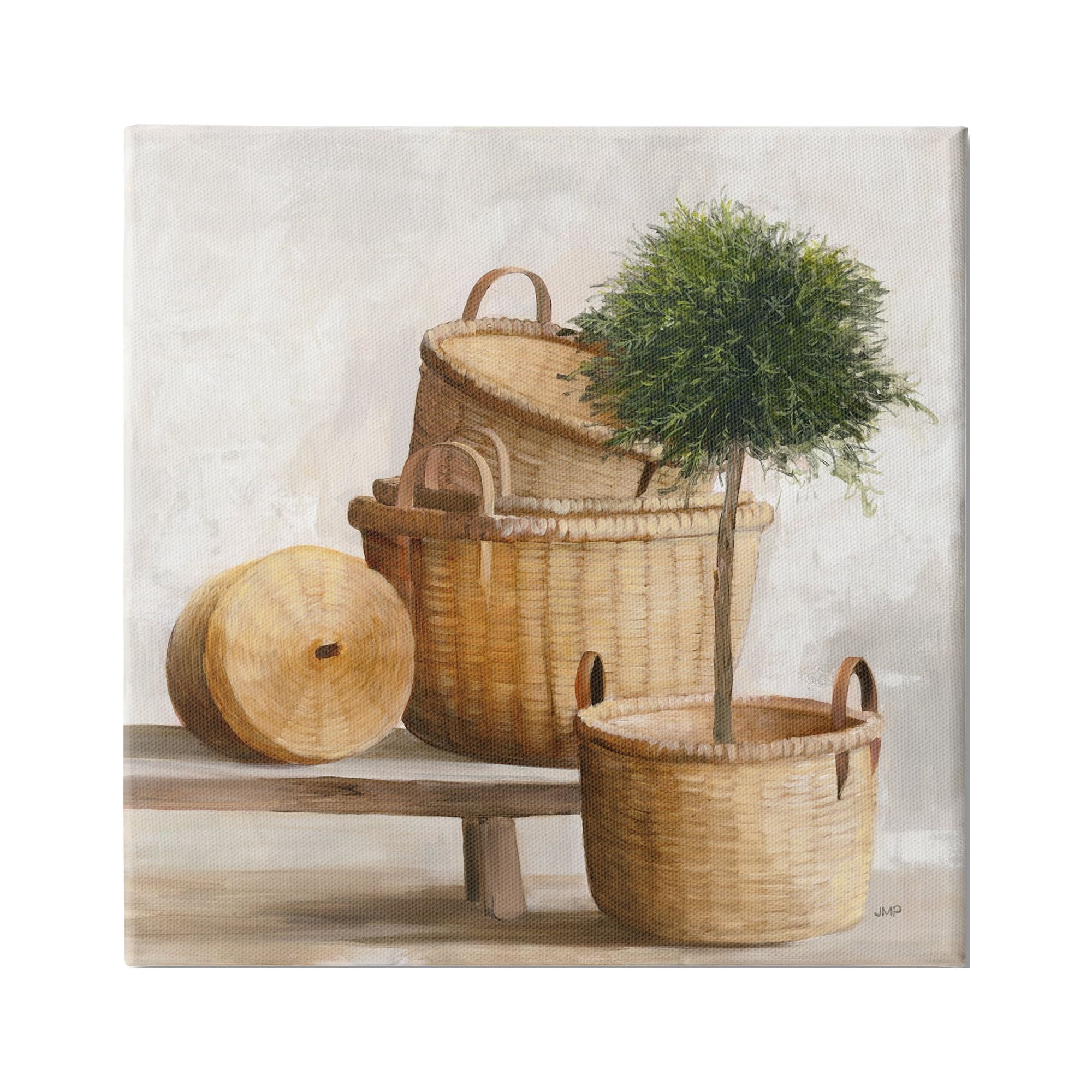 Stupell Industries Traditional Whicker Baskets Stacked Still Life Painting, 30 x 30,Design by Julia Purinton
