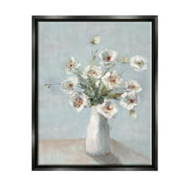 Stupell Industries Traditional White Blooms Botanical & Floral Painting Black Floater Framed Canvas Art Print Wall Art, 17 x 21