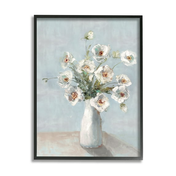 Stupell Industries Traditional White Blooms Botanical & Floral Painting Black Framed Art Print Wall Art, 24 x 30