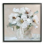 Stupell Industries Traditional White Blooms Flower Arrangement Still Life Painting Black Framed Art Print Wall Art, Design by Sally Swatland