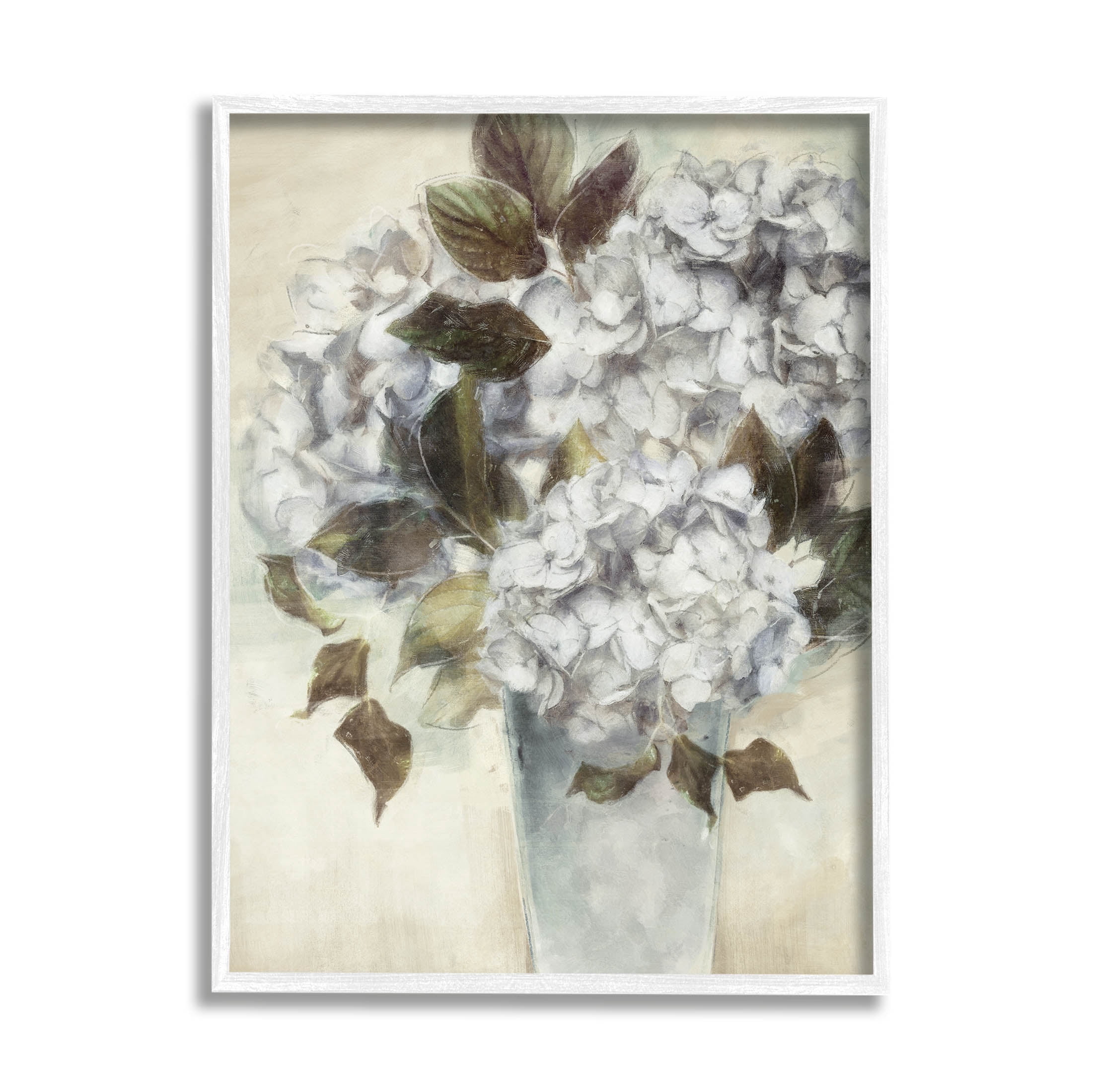 Stupell Industries Traditional White Blossom Bouquet Vase Painting White Framed Art Print Wall Art, Design by Nina Blue