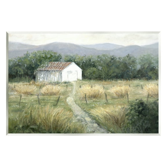 Stupell Industries Traditional White Cottage Path Landscape Painting Unframed Art Print Wall Art, 15 x 10